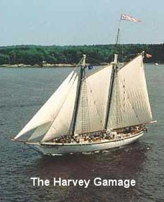The Harvey Gamage tall ship under sail